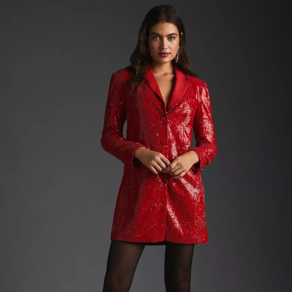 Anthropologie Maeve Sequin Blazer Dress